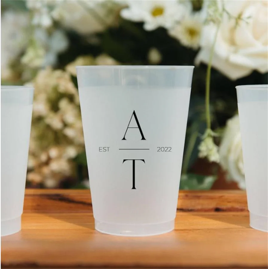 

Customized Frosted Shatterproof Flex Cups, Personalized Wedding Favor Cups, Wedding Favors, Minimalistic Wedding, Modern Wedding