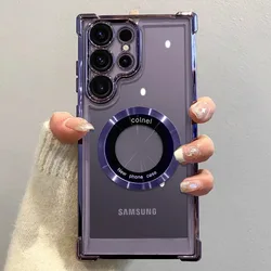 Luxury Shockproof Transparent Bumper Case with Plated Edges for Samsung Note 20 (Purple)