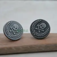 Free shipping 20pcs/lot Metal alloy button jeans button skull button ghost head I-buckle round gray metal 20mm 1