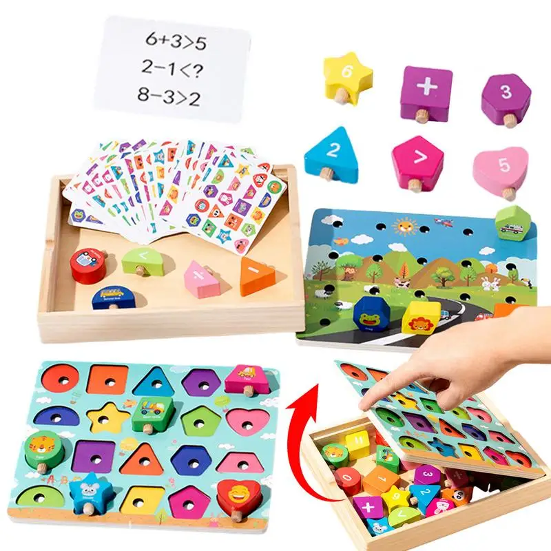 Wooden shape matching color classification toy Wooden Counting Math Toys Safe Math Toys Educational Kids Learning Games For Kids