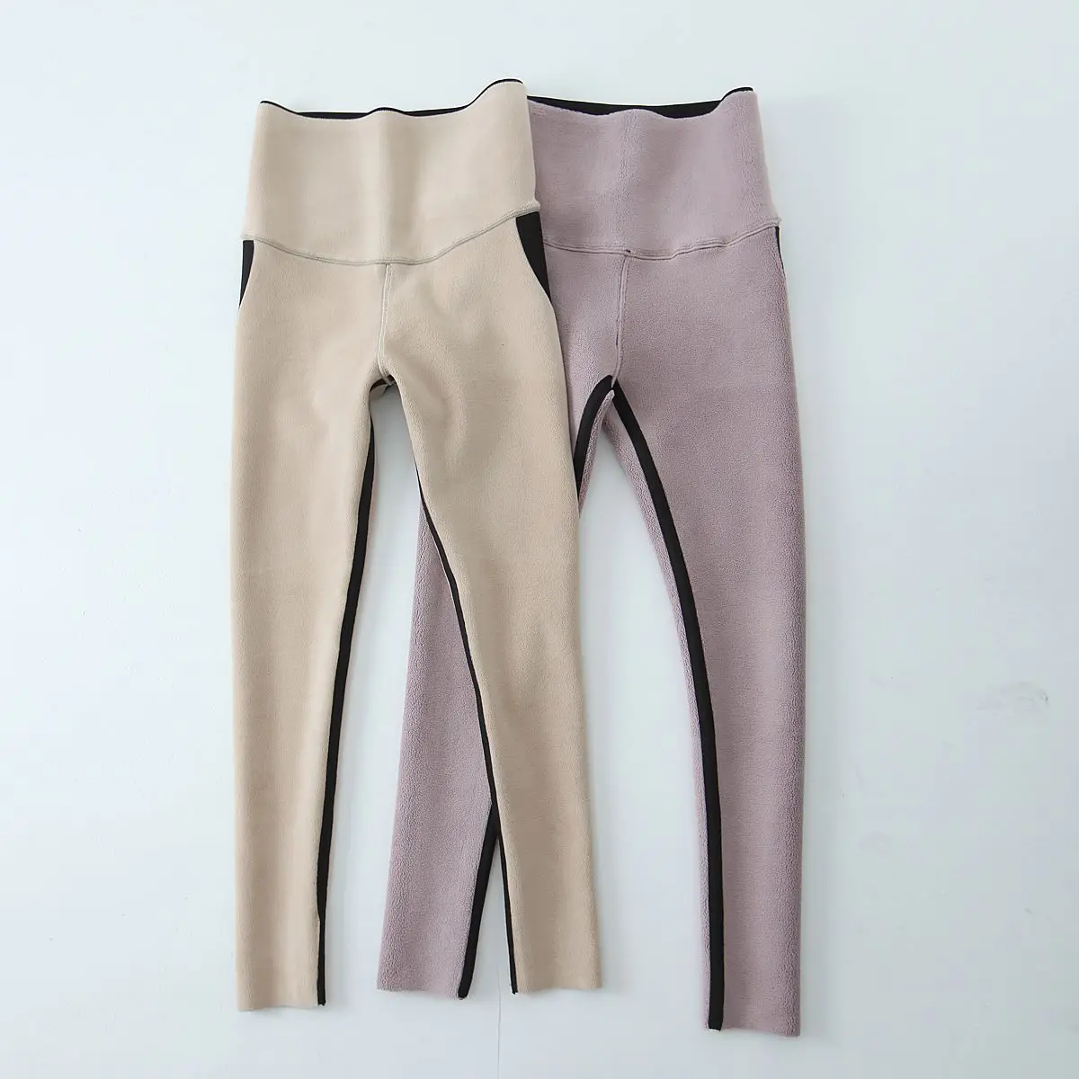 Quality Fleece Composite Leggings For Women Plus Size Winter 2023 Fashion Thick High Elastic Nylon Slim Black Bottoms