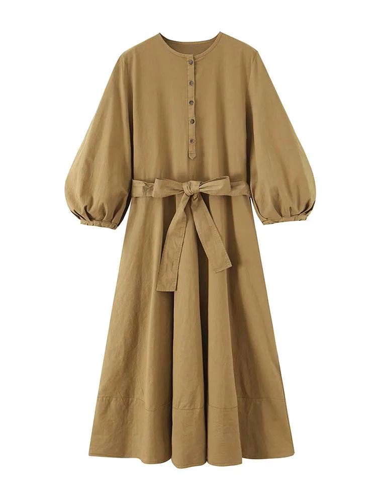 2025 New Women Fashion  Dress Women Plaid printed Long Dresses With Belt Chic Dresses Women Summer Dress