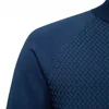 New Men's Cotton Sweater For Autumn Winter Crew Neck Pullover Sweater With Solid Color Casual Business Geometric Knitted Sweater 4
