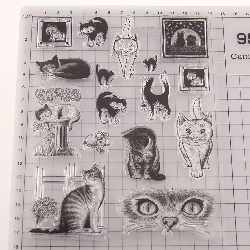 Lovely Cat Clear Stamp Transparent Silicone DIY Stamp Seal Sheet for Scrapbooking Making Album Photo Handmade Decoration