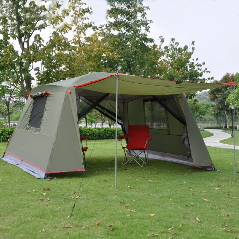 

5-8 Person Double Layer Ulterlarge Waterproof Windproof Camping Carpas De Camping Family Tent Party Tent Large Gazebo Barraca