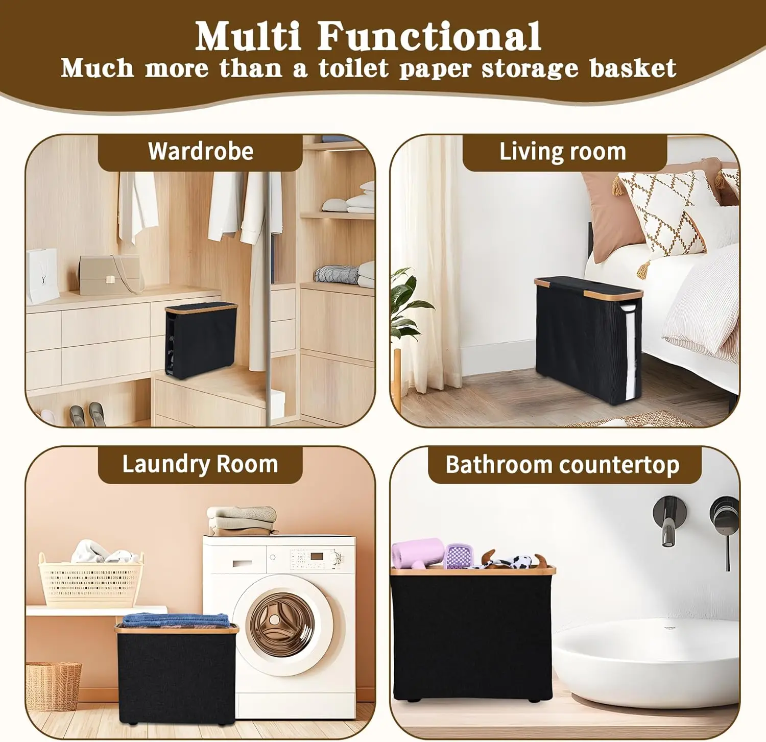 Bathroom Toilet Paper Basket with Lid 7