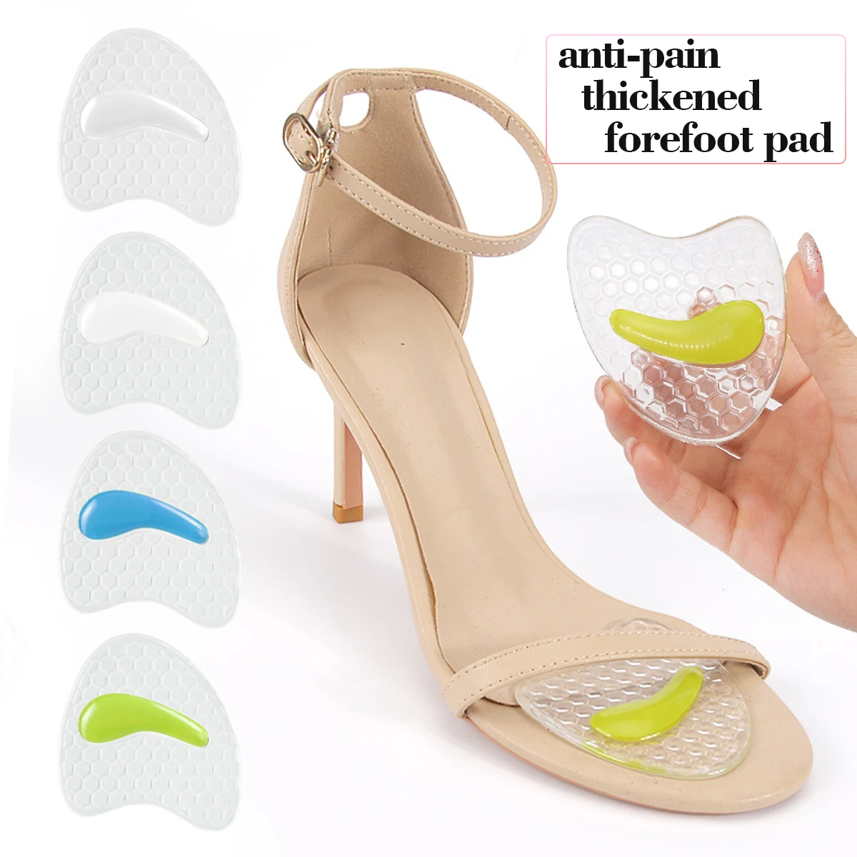 1 Pairs Foot Pads Forefoot Gel Shoe Inserts Antislip Heel Protection High Heels