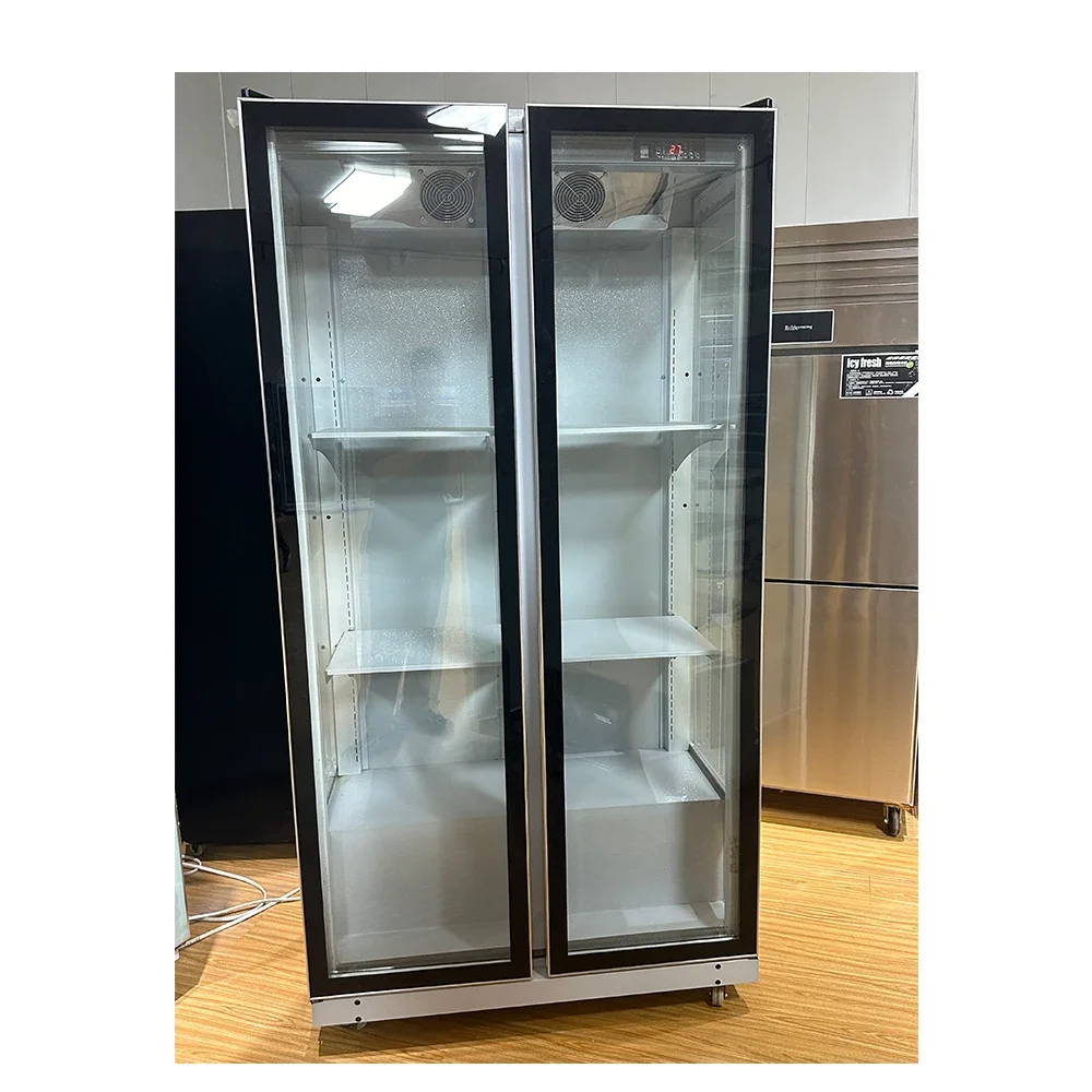Supermarket Commercial Vertical Upright Freezers Display Beverage Cooler Refrigerator Showcase With Glass Door Freeze