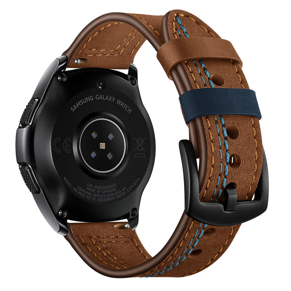 22mm20mm Leather strap For Huawei Watch GT2 GT/Samsung Galaxy Watch6 5 4 3/Active sport breathable bracelet band For Amazfit GTR