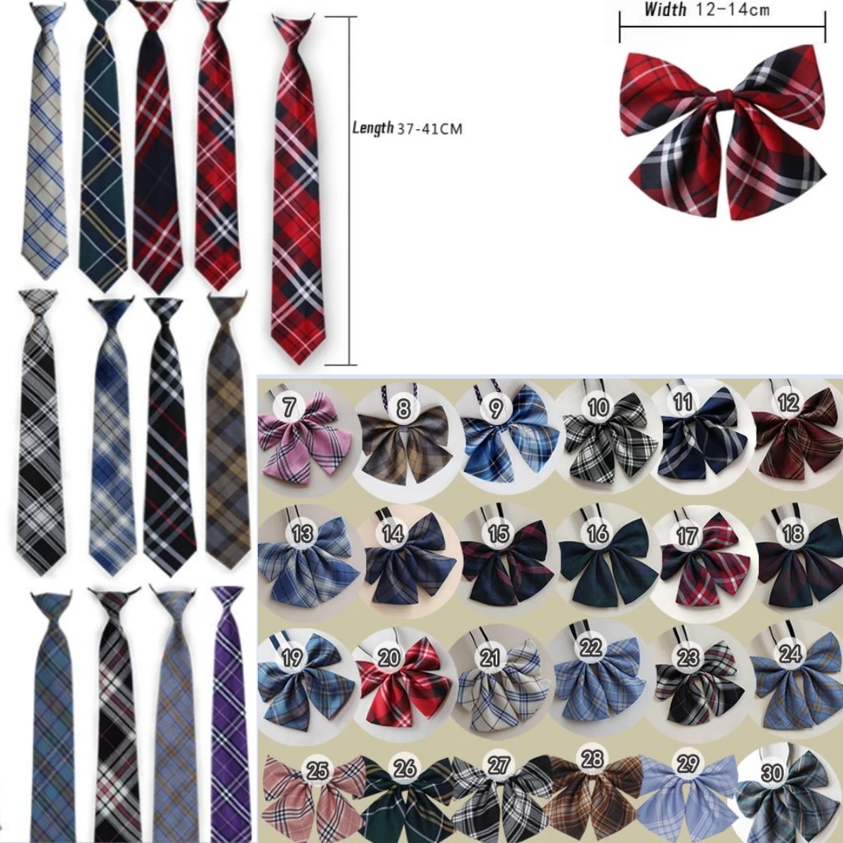 JK Fashion Girls Adjustable Plaid Necktie and Bow Ties Japan Korea School Uniform Anime