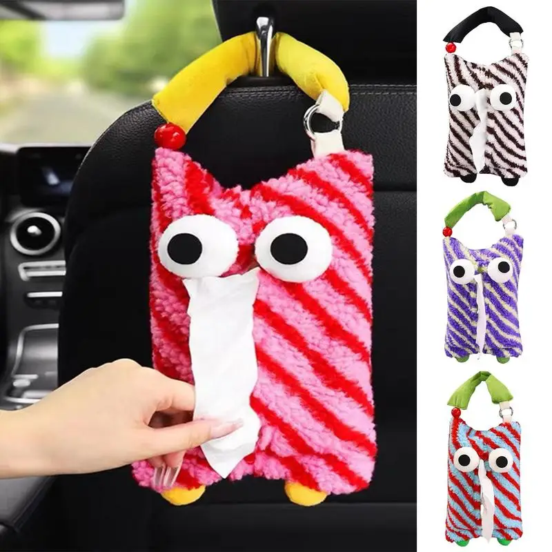 

Auto Car Headrest Tissue Holder Automotive Interior Hangable Plush Decoration Paper Box Car Universal Cute Napkin Dispensers