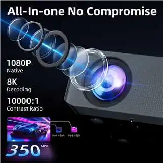 X1 직업적인 자동 초점 프로젝터 원주민 1080P 지원 8K 디코드 T972 안드로이드 9 이중 와이파이 BT5.0 350ANSI 홈 극장 프로젝터