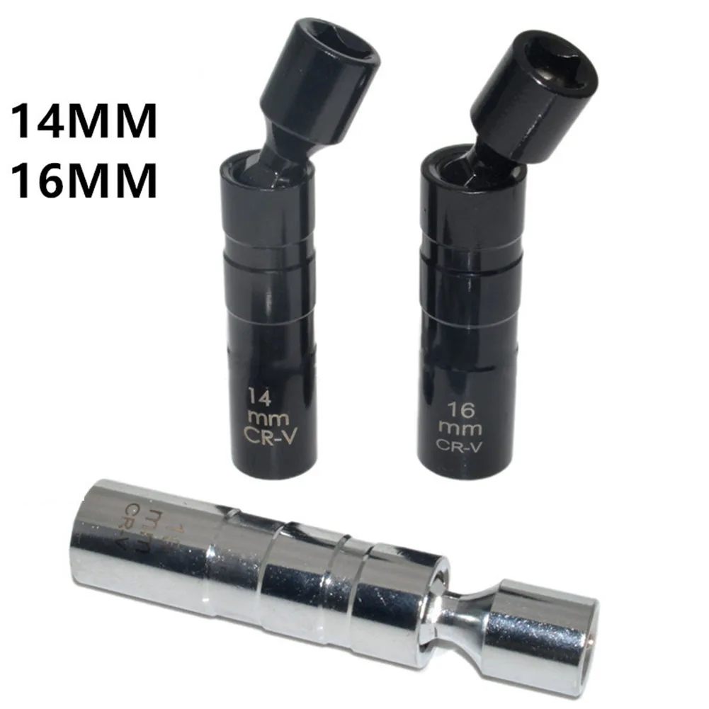 

2pcs 14/16mm Spark Plug Socket Wrench Adapter Set Joint With Magnetic Flexible Socket Thin Wall 3/8" Drive Car Repair Tool