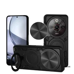 Magnetic Ring Stand Phone Case with Slide Camera Protection for ZTE nubia Focus Pro (Black)