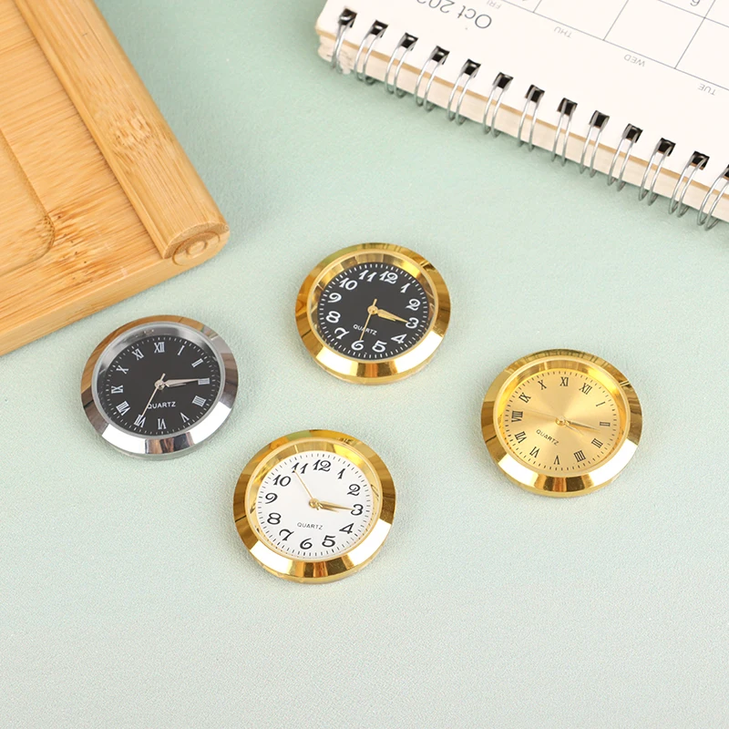 1pc 24mm/35mm Quartz Glass Mirror Clock Watch Head Movement Round Clocks Head Mosaic Roman Number Little Clock DIY Process Table Mirror Clock Face