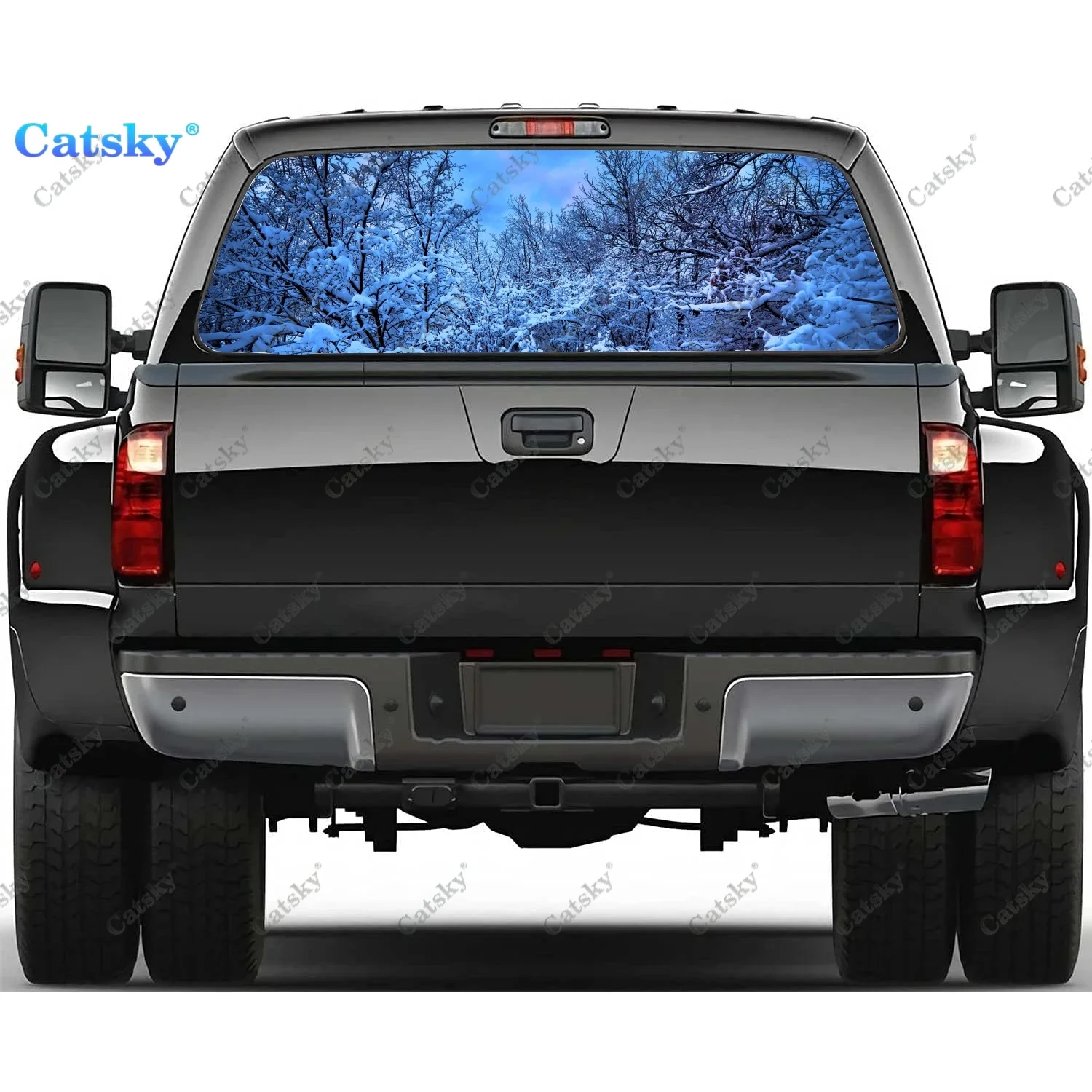 

Темный лес с Луной, автомобильная фотография, ПВХ декоративная наклейка для грузовика, перфорированная виниловая Универсальная автомобильная наклейка