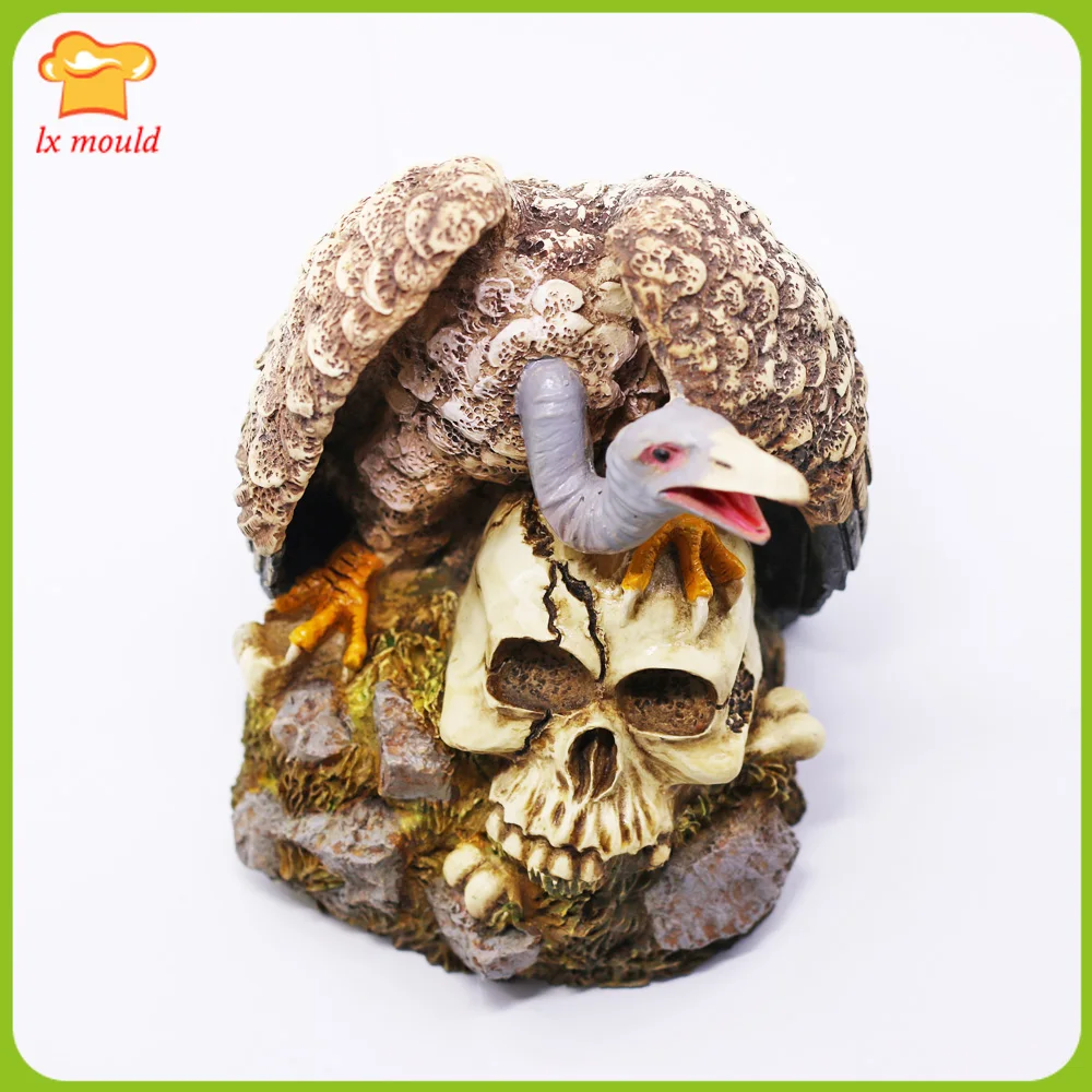 

2023 New Giant Skull Silicone Mold Candle Soap Handmade Plaster Epoxy Resin Silicone Moulds Vulture