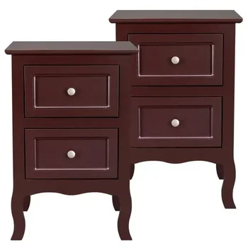 Country Style 2-Tier Nightstands (Set of 2) 1