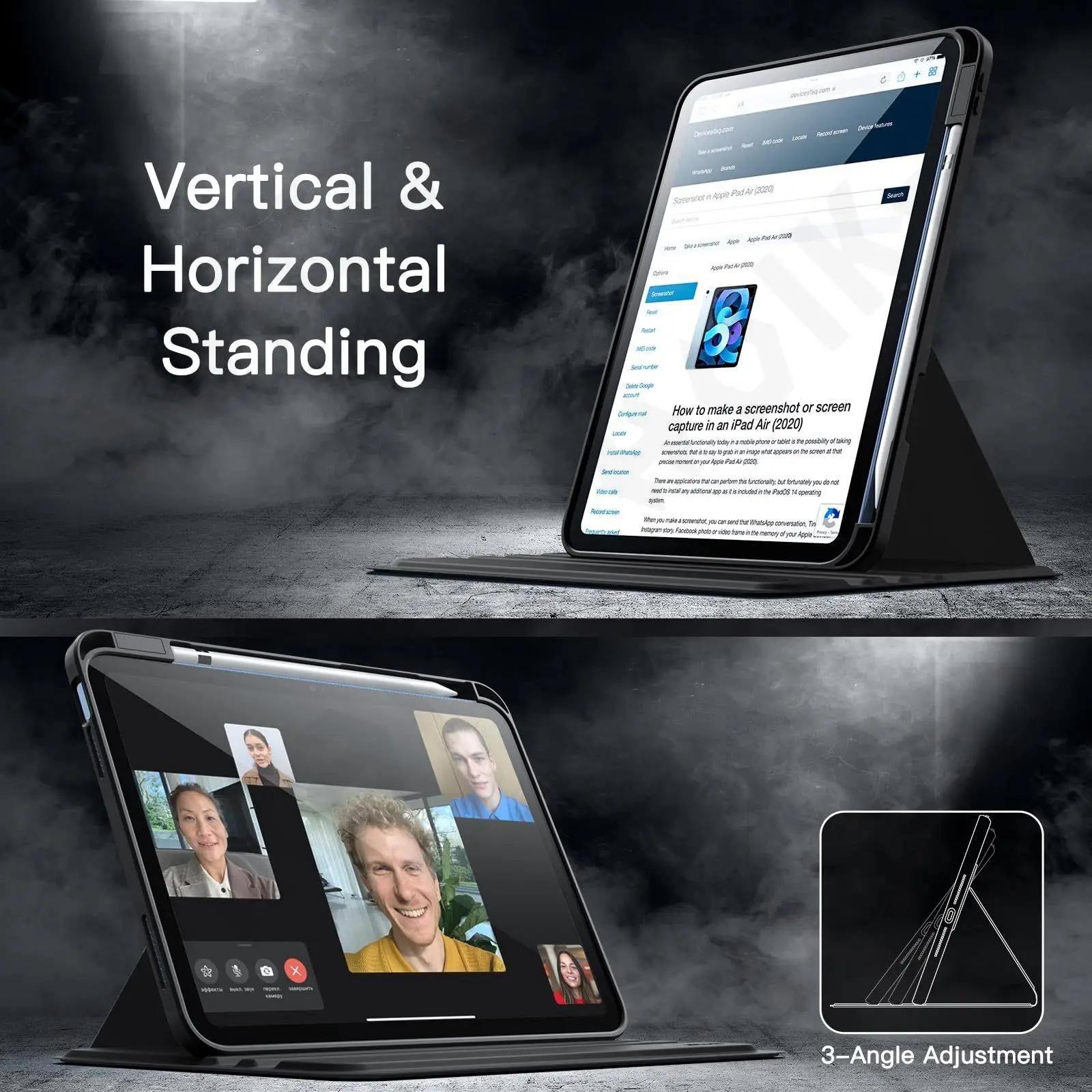 360° Rotating Protective iPad Case with Pen Holder & Auto Wake/Sleep Function