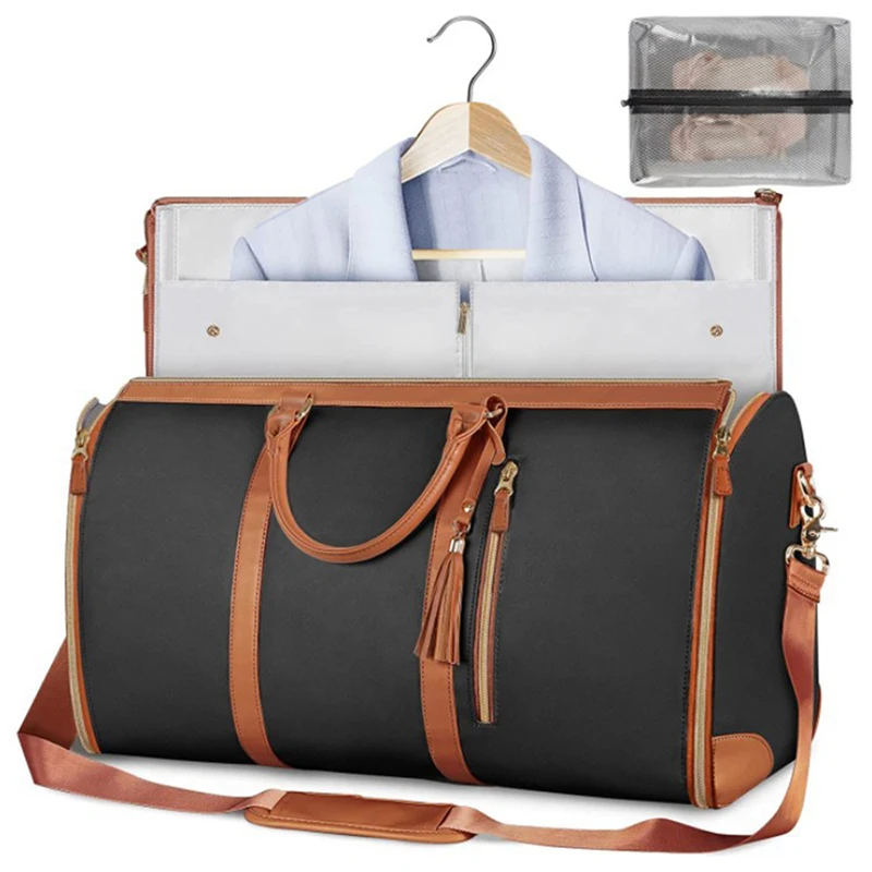 Fashion Large PU Folding Suit Storage Bag Women High Capacity Foldable Travel Bag Travel Sport Outdoor Multi Function Organ