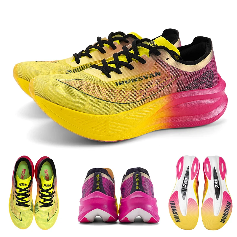 IRUNSVAN Nylon Carbon Fiber Professional Marathon Shoes Men Ultra Light Track Field Kilometer Race Running Sneakers Unisex