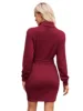 Women's Casual Solid Color Knitted High Neck Long Sleeved Dress for Women 6