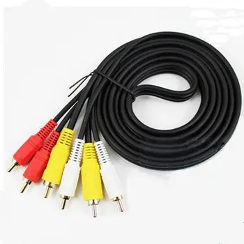 5FT 1.5m 3-RCA M/M Composite AV Audio Video Male to Male Gold Plated Adapter Cable Cord for TV DVD