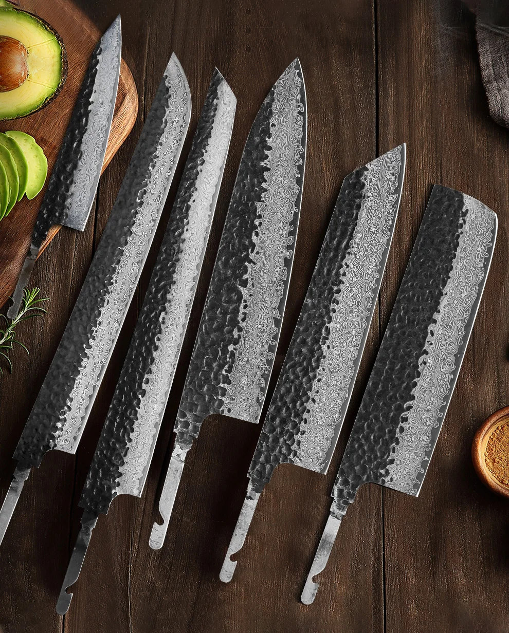 Japanese Kitchen Knife Blade Blank 9CrMov18 Handmade Forged Damascus Steel Custom  Chef Knife Making Kit DIY Handle - AliExpress
