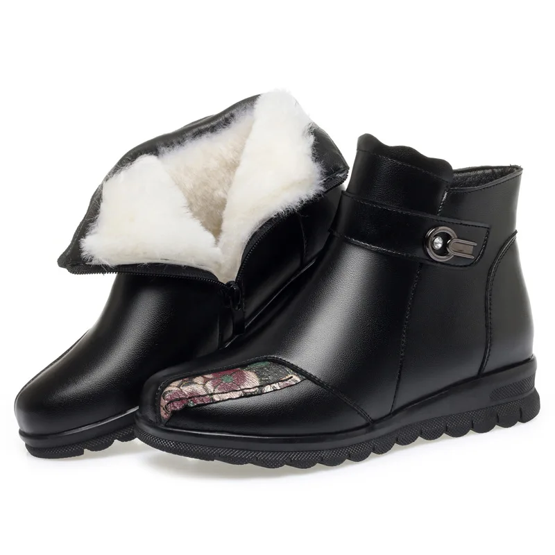 

ZXRYXGS 2024 New Mixed Colors Splicing Women Ankle Boots Flat Non-slip Warm Plush and Wool Boots Winter Snow Boots Large Size 43