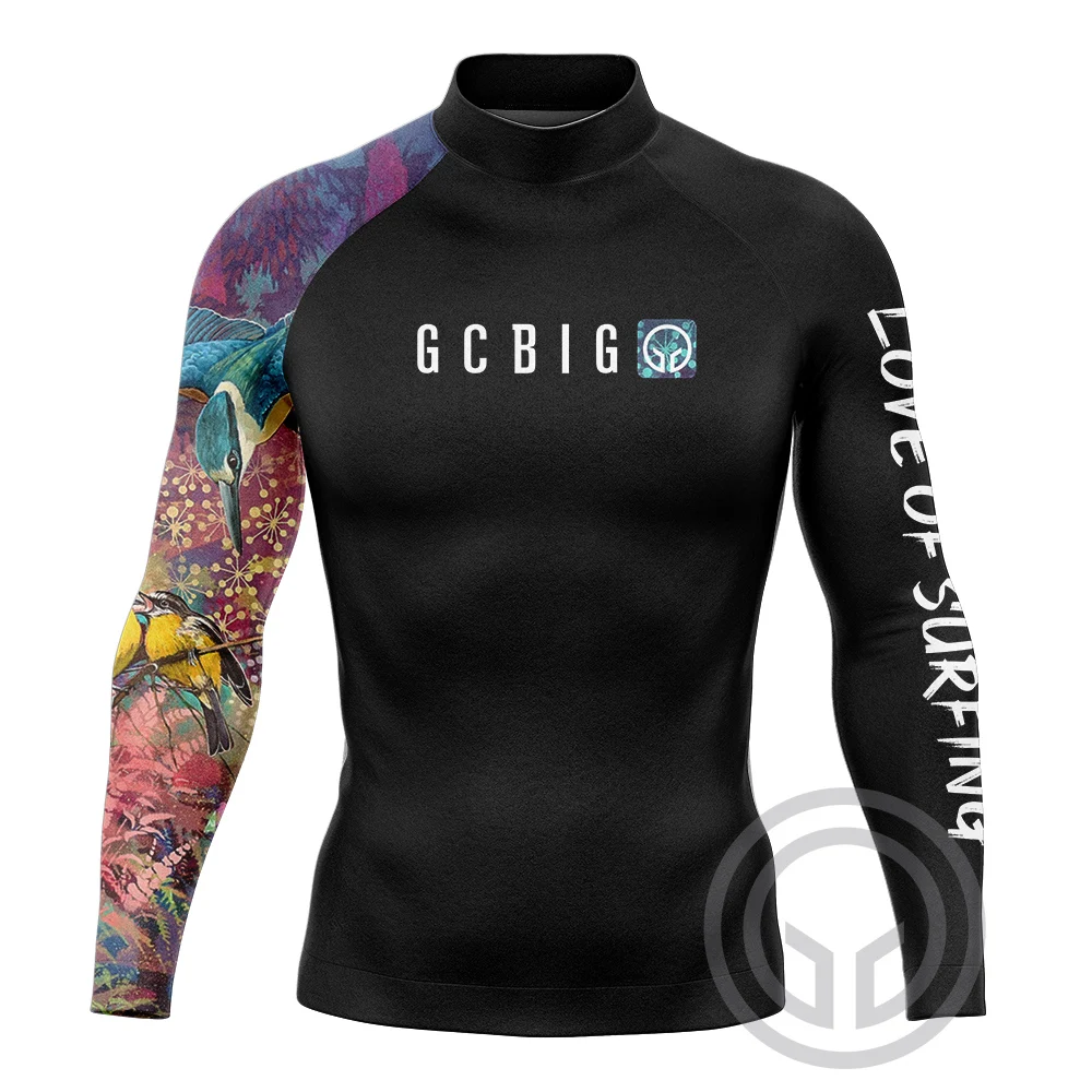 New Mens Swimsuit Swimming T-shirt Basic Skins Long Sleeve Rash Guard Beach Swim Tight Shirt Surfing Diving Gym Clothing