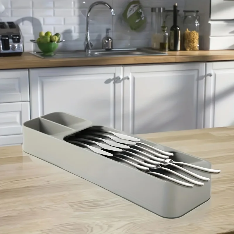 Kitchen Utensil Holder Cutlery Storage Tray Knife Holder Spoon Forks Tableware Organizer Container Box For Knives Block Rack