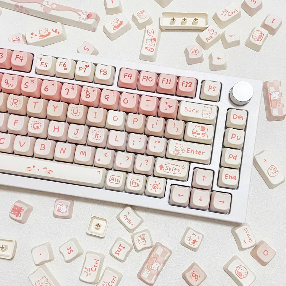 Capuchons de touches chat 142 touches sel de mer, mignons capuchons de touches de fête roses pour clavier mécanique, profil MAO, capuchon de remplacement pour clavier 68 75 108 - AliExpress
