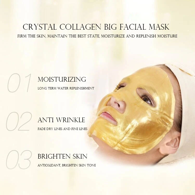 10pcs Crystal Collagen Gold Face Masks Beauty Skin Care Big Mask Anti-aging Hydrating Moisturizing Facial Mask for Face Care - Image 2