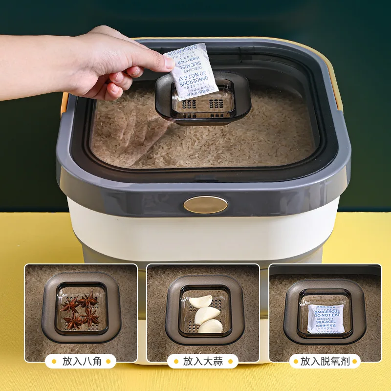 Foldable Kitchen Container 10KG Bucket Nano Insect Moisture-Proof Rice Box Grain Sealed Jar Home Storage Pet Dog Food Store Box