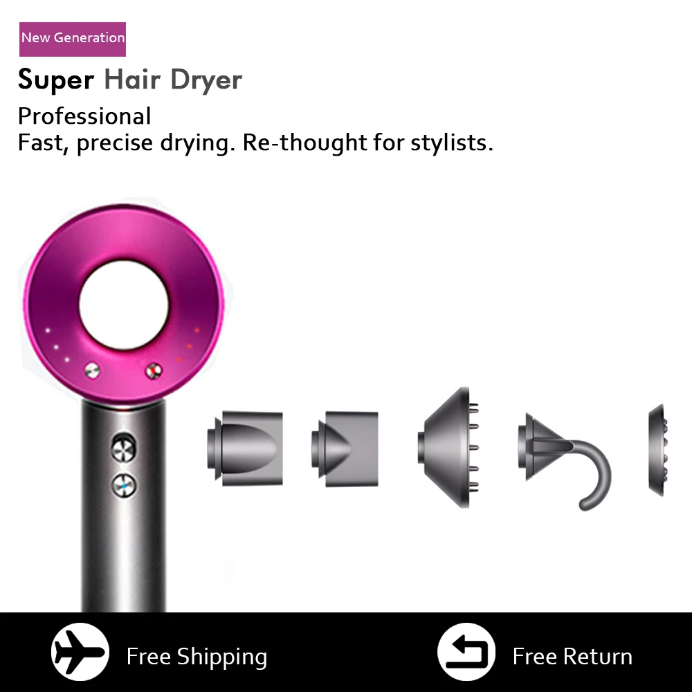 Leafless Hollow Electric Hair Dryer 220V/110V Household Negative Ion Fast Drying Strong Constant High-power Electric Hair Dryer