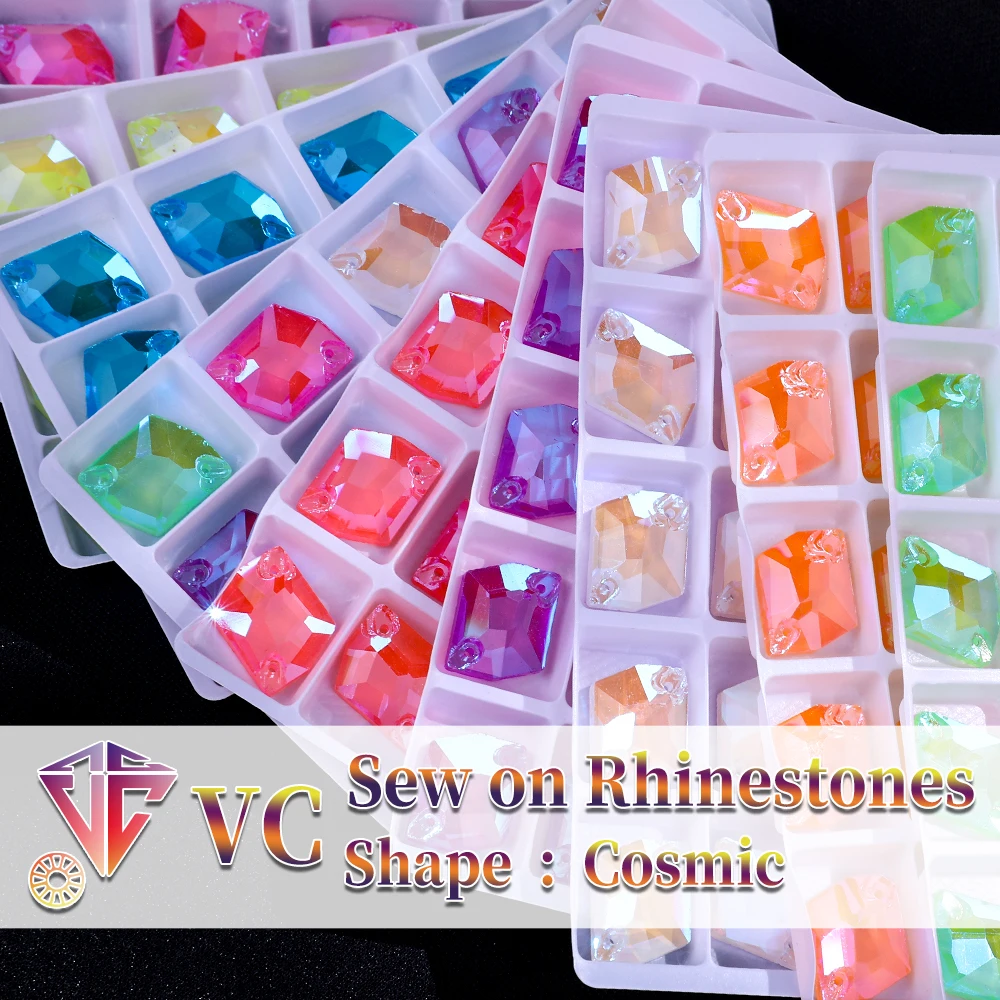Vc fluor zierende nähen auf ab Strass Quadrat, Navette, Dreieck, Tropfen, runde, kosmische Nähen Diamant Flatback DIY Zubehör Hochzeit – Detail 1