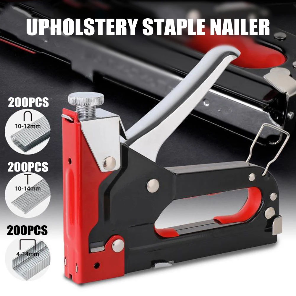 

Pneumatic Nail Gun Upholstery Stapler With 600 Staples Furniture Repair Tools Formwork Fixing Air Stapler Carpentry Manual Tools