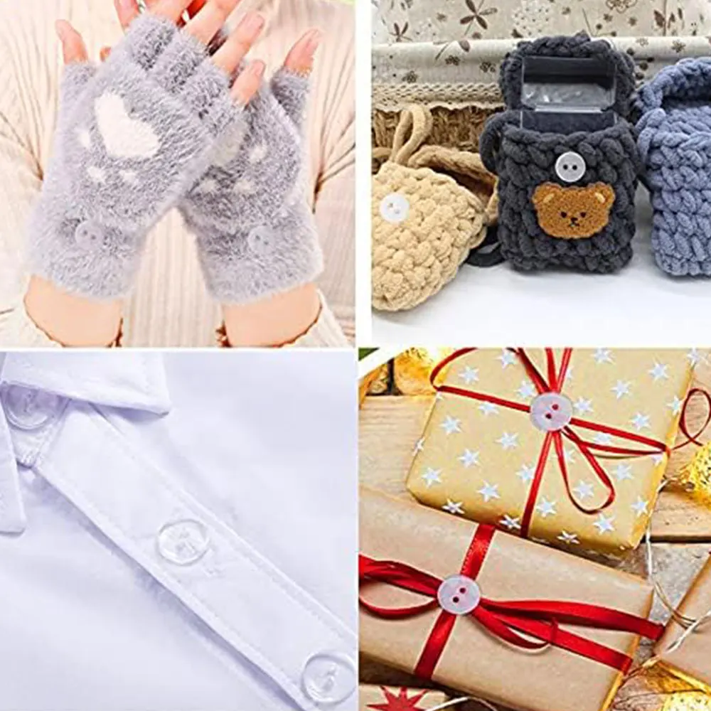 9mm/11.5mm/15mm/18mm Two Holes Transparent Small Buttons Bread Round Resin Sewing Button DIY Clothing Dress Accessories