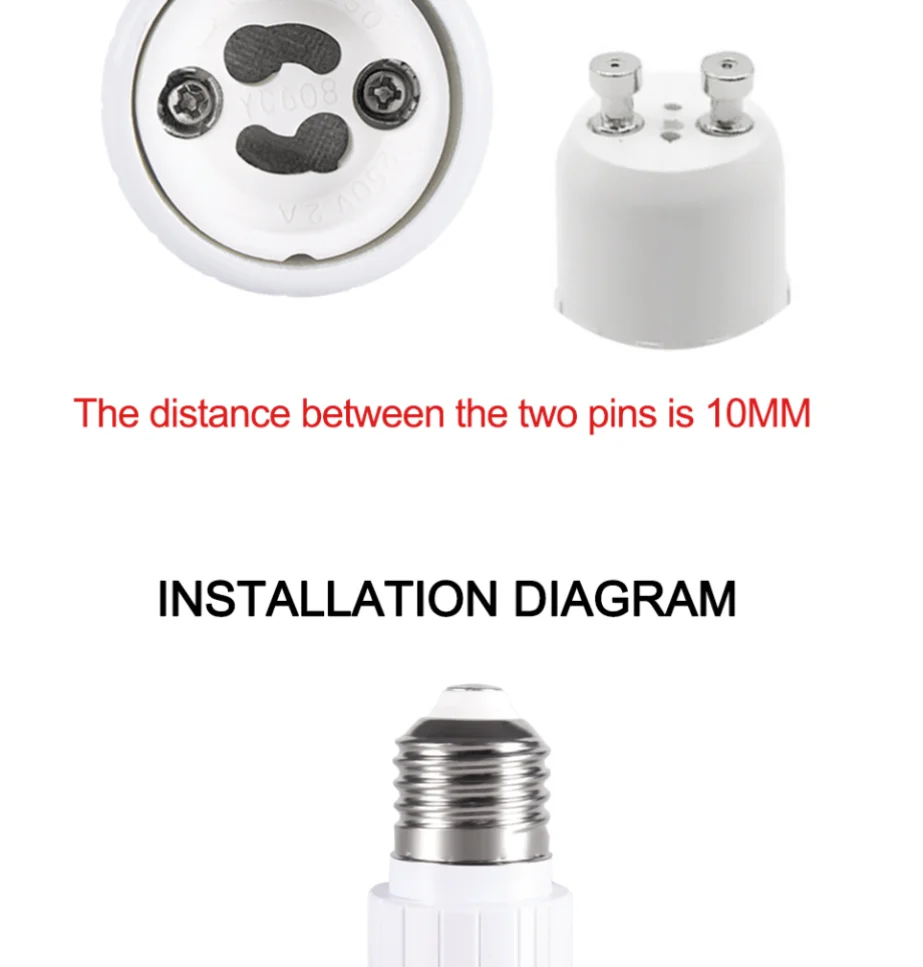 Description Picture 6 of itemE27 to GU10 Adapter LED Bulb Socket Standard E27 Interface Fireproof Material Suitable For LED Plant Light Cup Halogen Lamp