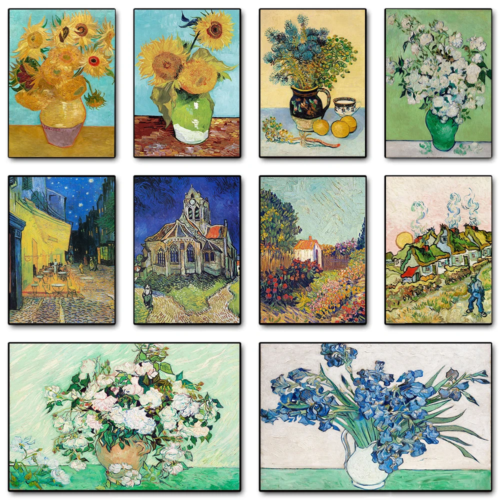 

Famous Painter Van Gogh Series Almond Blossom Canvas Painting Wall Art Abstract Starry Sky Sunflower Poster Prints Home Decor