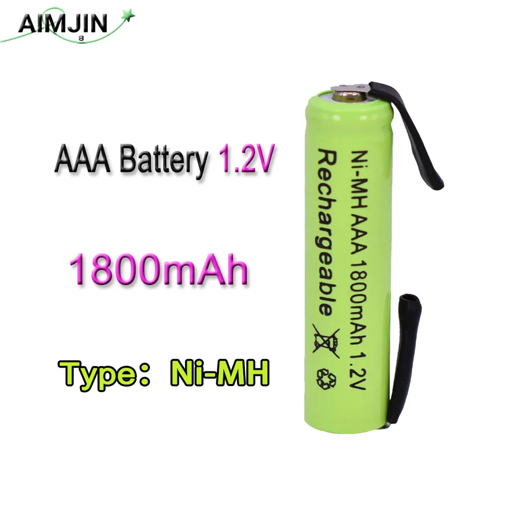 AAA 1.2V 1800mah  ni-mh vel Behegesztés tabs újratölthető Üteg Galvánelem, számára Elektromos Srác, Borotva, Fogkefe