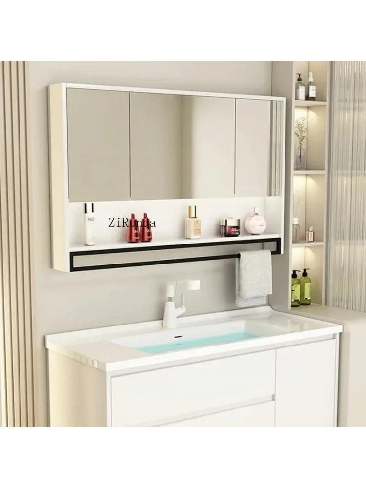 Simple Bathroom Cabinet Washstand Vanity with Sink Together Storage Mirror Cabinet Fashion Furniture