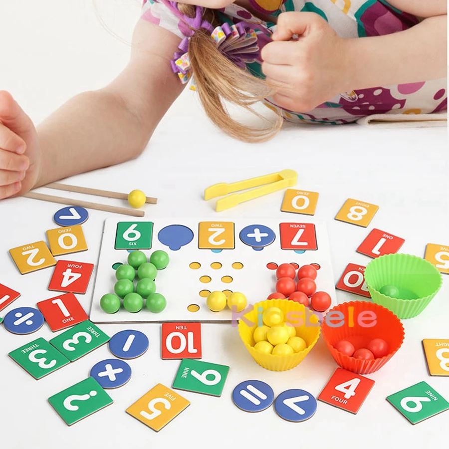 어린이 클립 비즈 학습 수학 장난감 색상 인식 수학 산술 페어링 조기 교육 몬테소리 수학 장난감