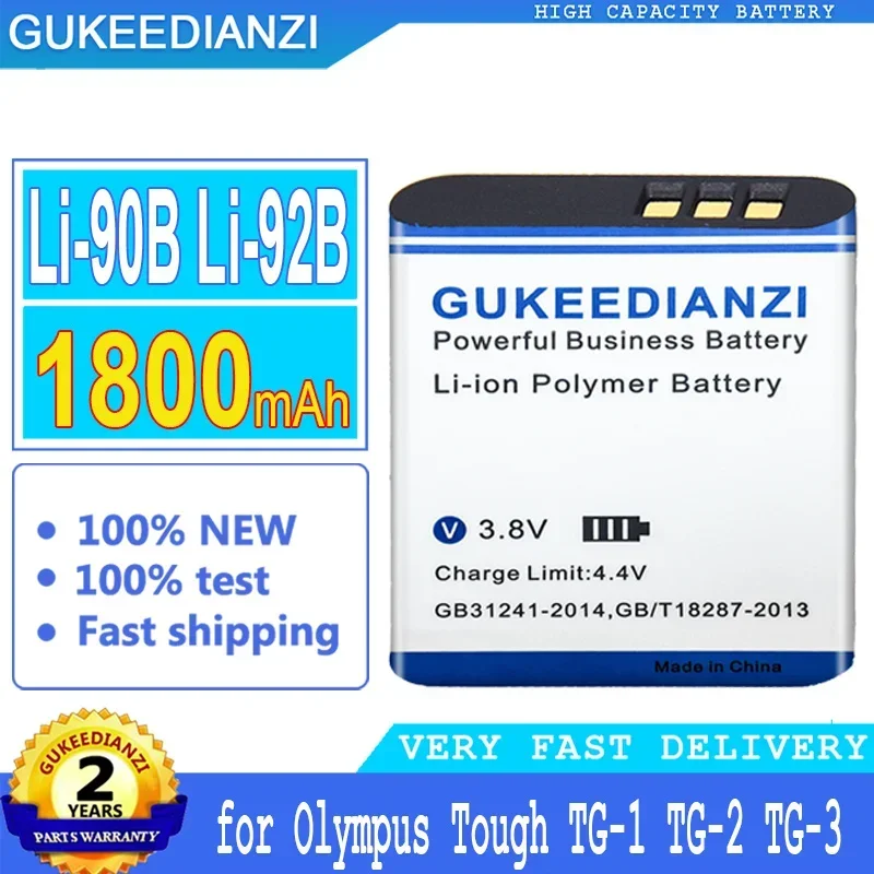 Batteria Gukeedianzi, Li-90B, Li92B Per Olympus Tough Tg-1 Tg-2 Tg-3 Rosso Tg-6 Tg-4 Tg-5 Sh-1 Sh-50 Sh-60 Xz-2, 1800Mah