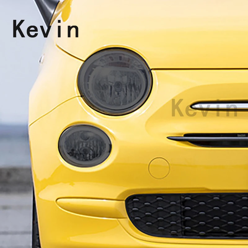 

For Fiat 500 2013 -2023 Accessories Car Headlight Protective Film Front Light Transparent Smoked Black TPU Sticker