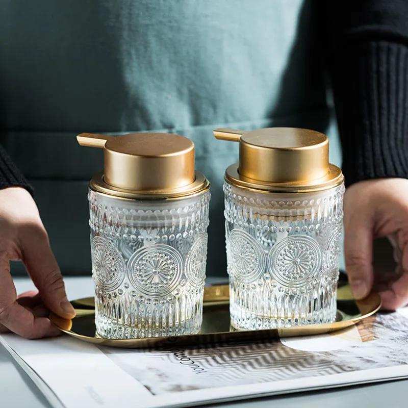 

Transparent Glass Bathroom Liquid Soap Dispenser Shampoo Bottle Apartment Hotel Hand Washing Liquid Bottle Soap dispenser dish