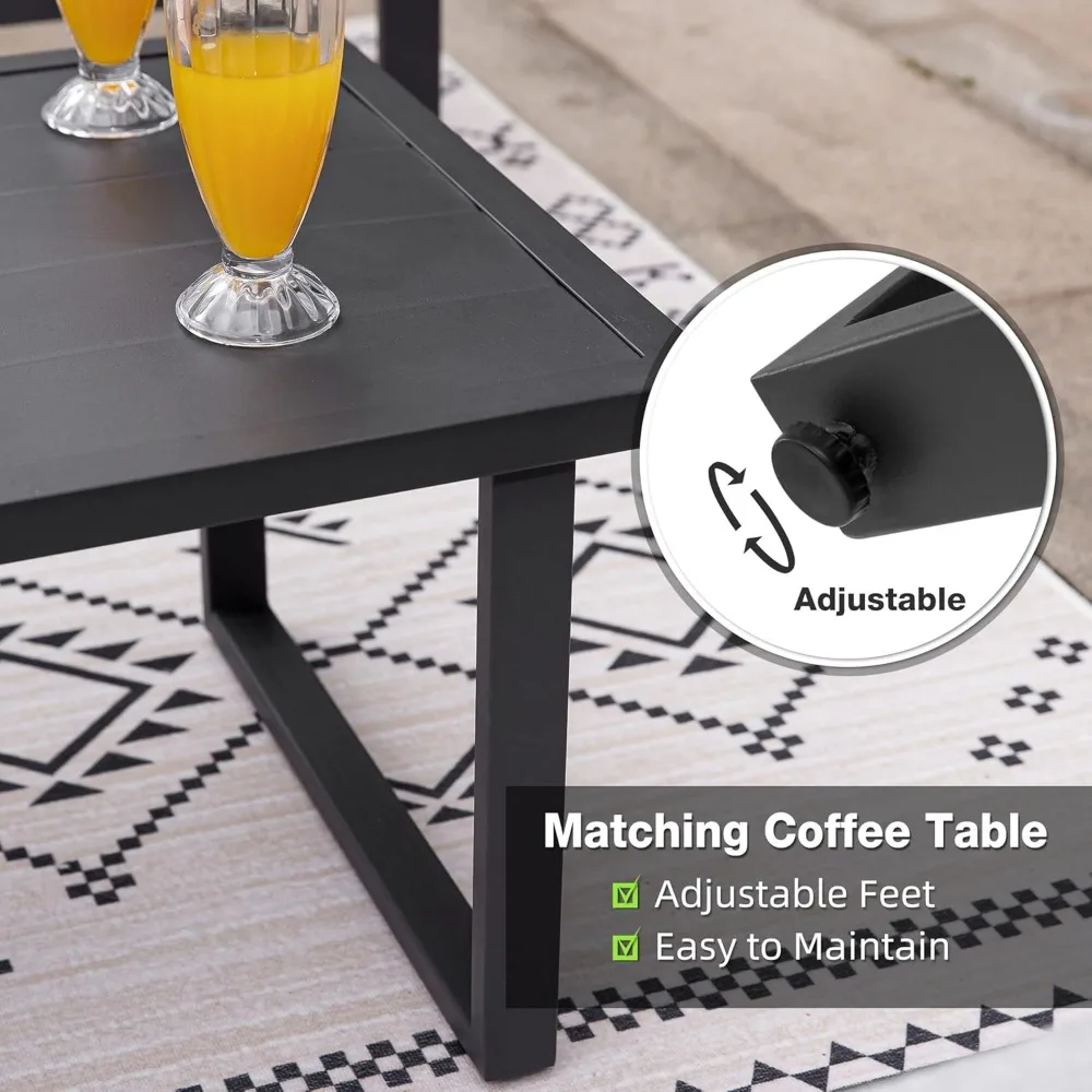 Metal Patio Conversation Sets with Washable and High-Resiliency Sponge Cushions, Garden Sofas 5