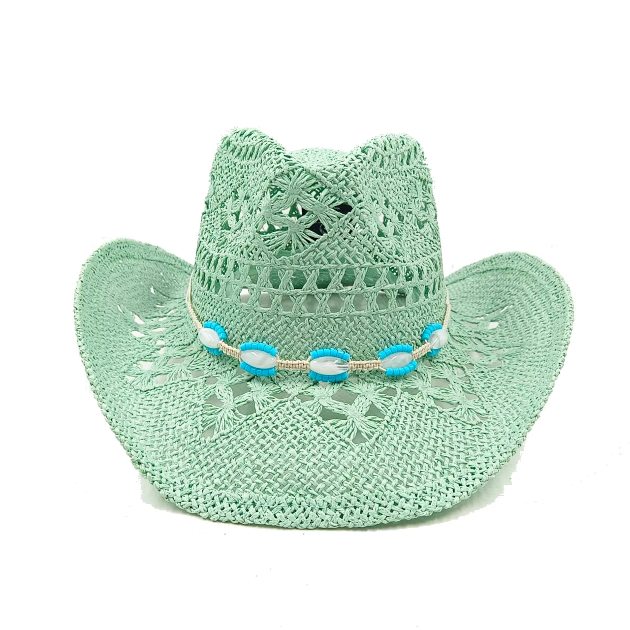 New color western cowboy hat men and women jazz cowboy straw hat summer paper straw beach sun protection