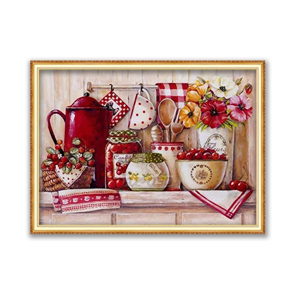 Blume Vase DIY 11CT Kreuz Stich Stickerei Kits Hand Handwerk Set Baumwolle Faden Gedruckt Leinwand Hause Dekoration Großhandel – Detail 12