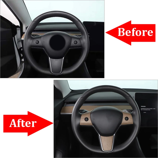 ABS Pear Wood Grain Steering Wheel Trim Frame For Tesla Model 3 2017-2021  Modeling Sticker Interior Protective Accessories - AliExpress